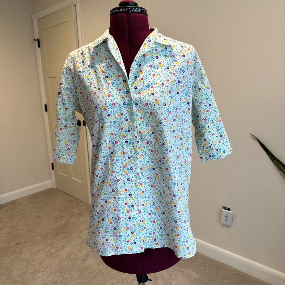 Vintage Cotton Floral Button-Up Shirt